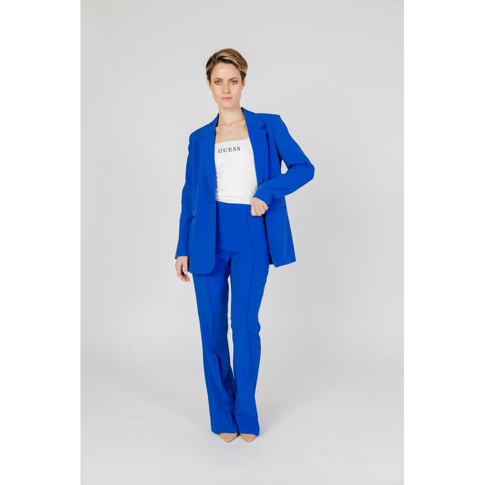 Pantaloni a zampa in poliestere riciclato blu