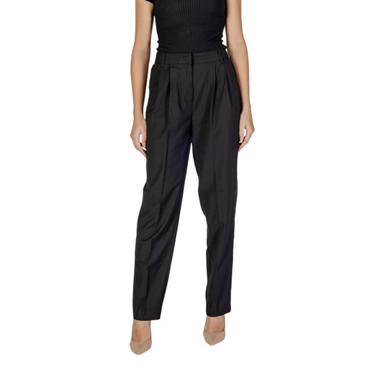 Pantaloni eleganti in poliestere nero Vila Clothes