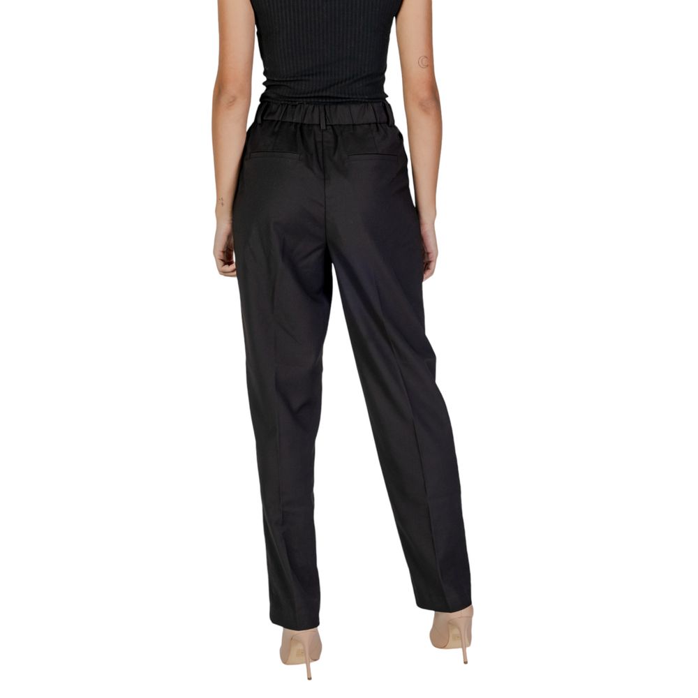 Pantaloni eleganti in poliestere nero Vila Clothes