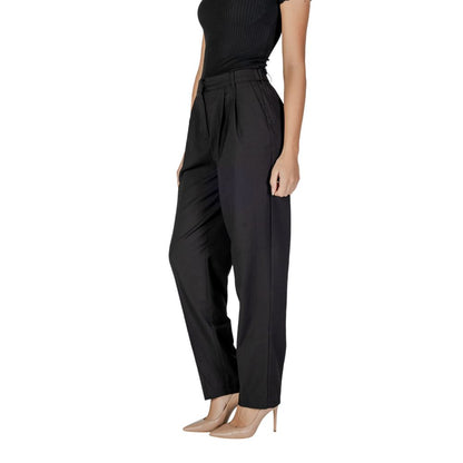 Pantaloni eleganti in poliestere nero Vila Clothes