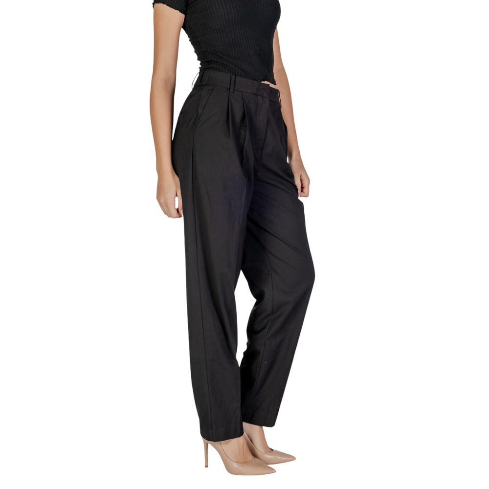 Pantaloni eleganti in poliestere nero Vila Clothes