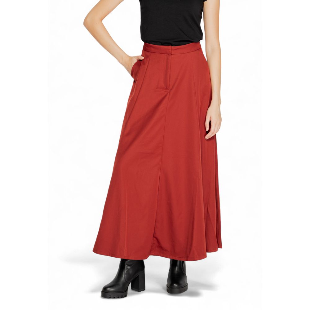 Jupe longue rouge en polyester Vero Moda