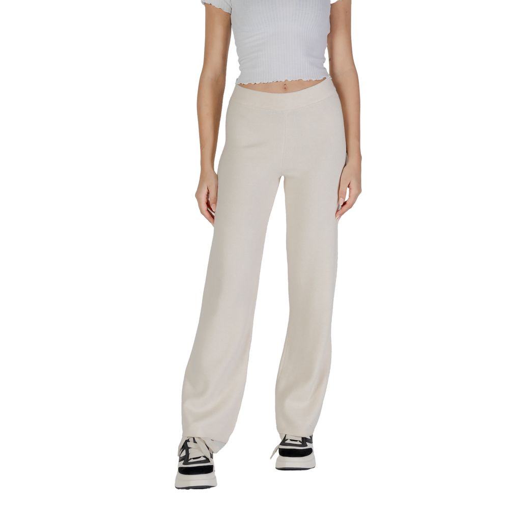 Pantaloni casual in viscosa color crema Vero Moda