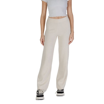 Pantaloni casual in viscosa color crema Vero Moda