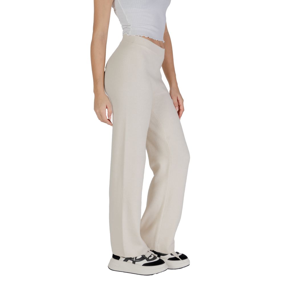 Pantaloni casual in viscosa color crema Vero Moda