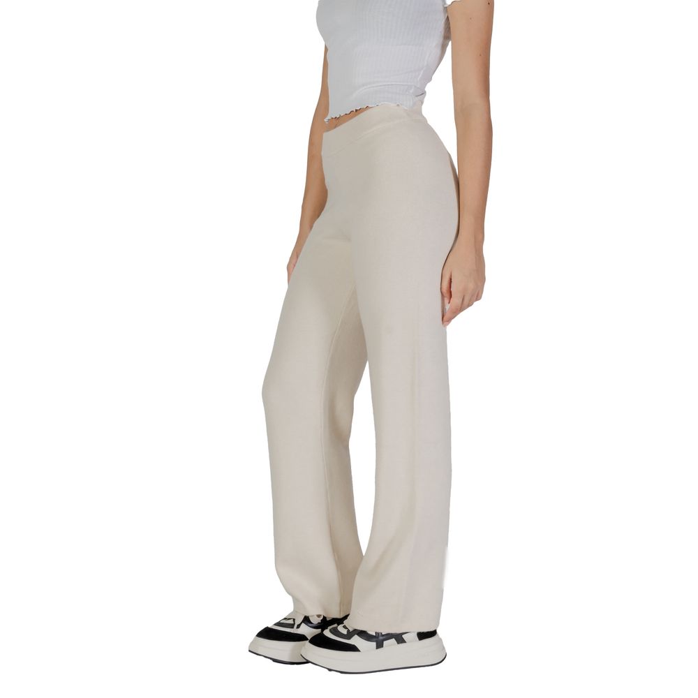Pantaloni casual in viscosa color crema Vero Moda