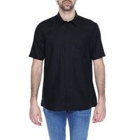 Chemise à manches courtes en lin noir Antony Morato