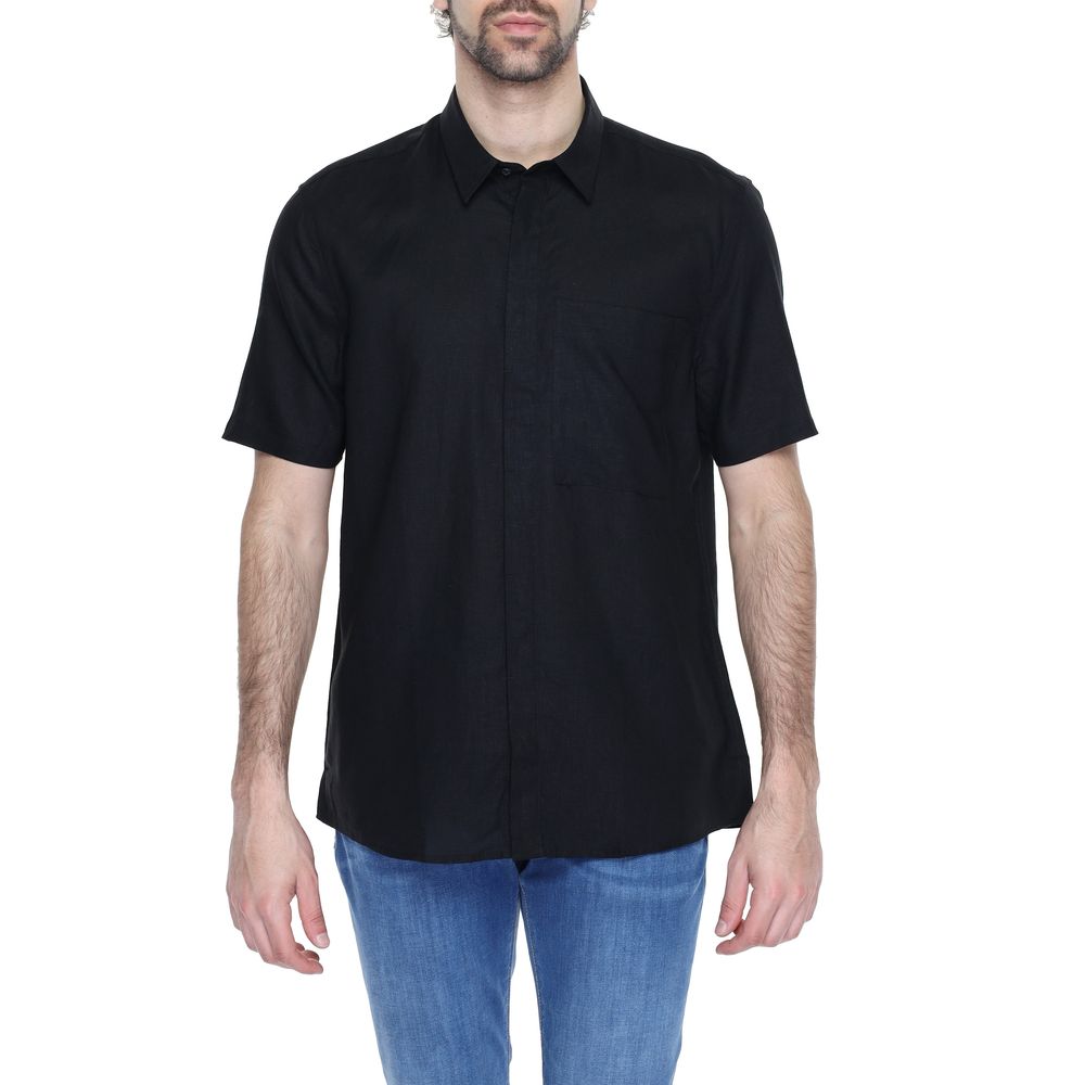 Chemise Antony Morato noire à manches courtes en lin