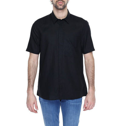 Chemise à manches courtes en lin noir Antony Morato
