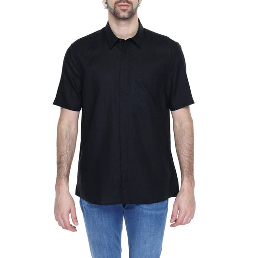 Camicia a maniche corte in lino nero Antony Morato