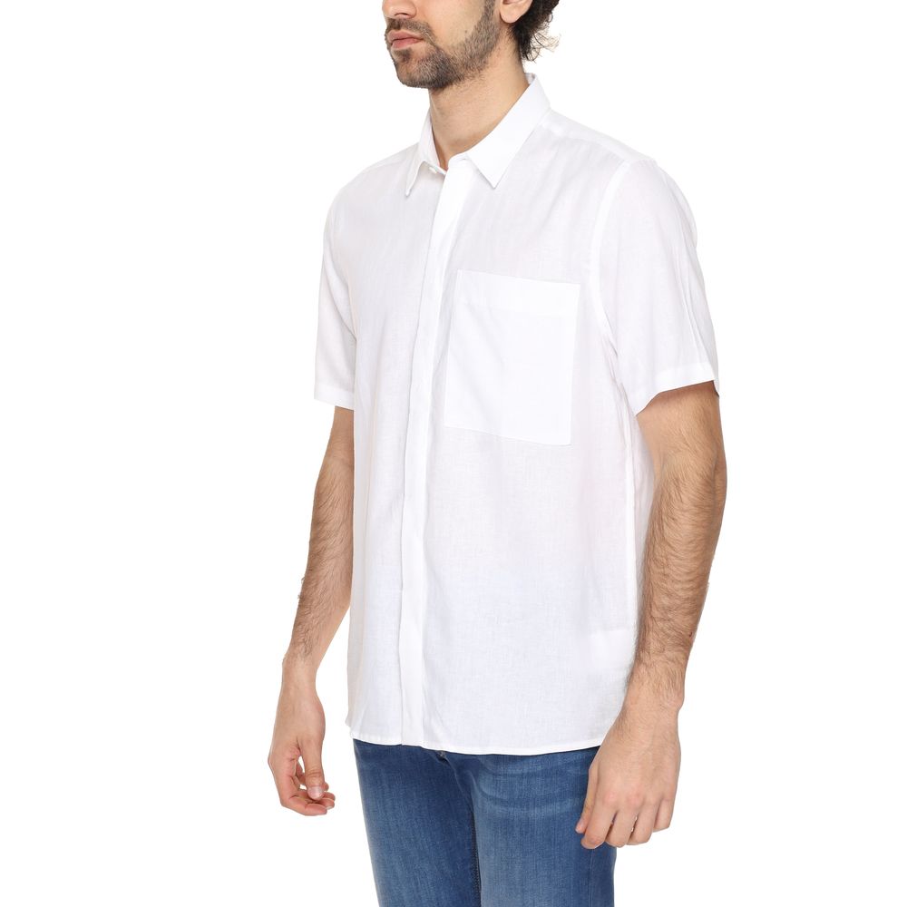 Camicia a maniche corte Antony Morato in lino bianco
