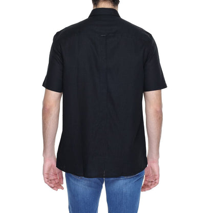 Chemise à manches courtes en lin noir Antony Morato