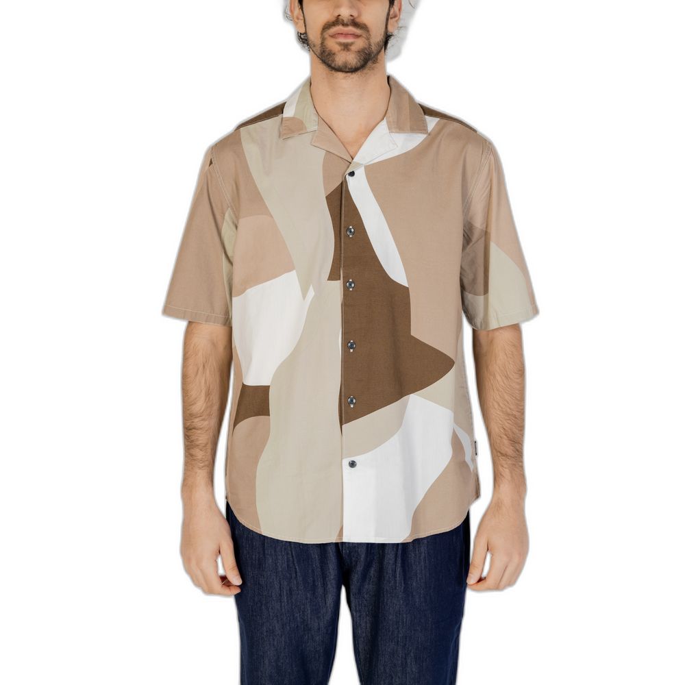 Chemise à manches courtes en coton marron Only & Sons