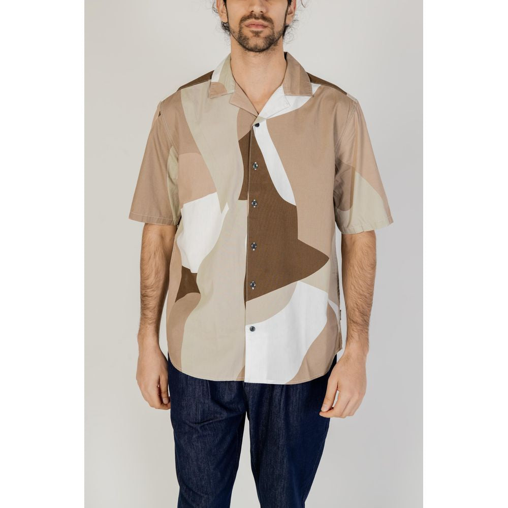 Chemise à manches courtes en coton marron Only & Sons