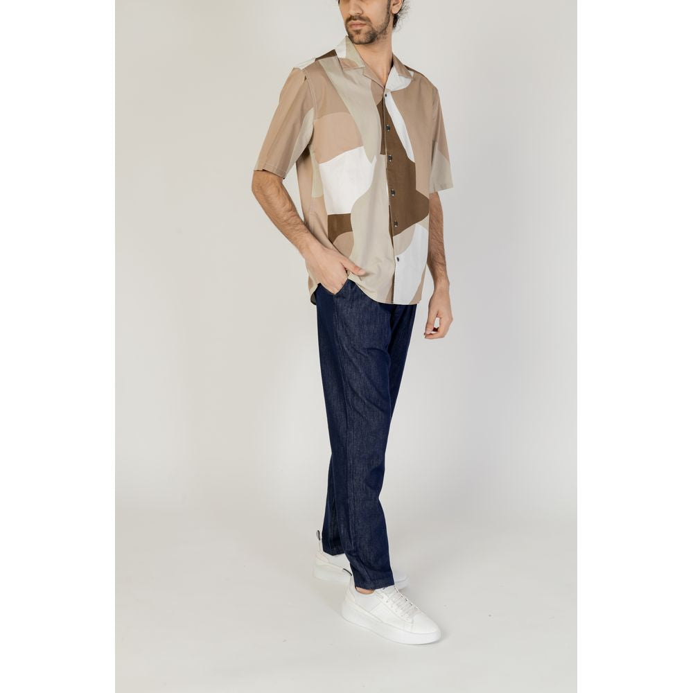 Chemise à manches courtes en coton marron Only & Sons