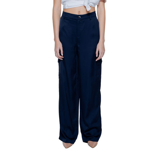 Pantaloni casual in viscosa blu Street One