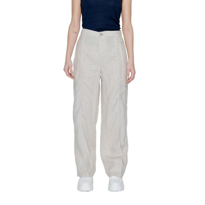 Pantaloni svasati in lino beige Street One