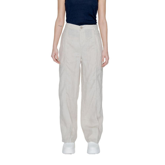 Pantaloni svasati in lino beige Street One
