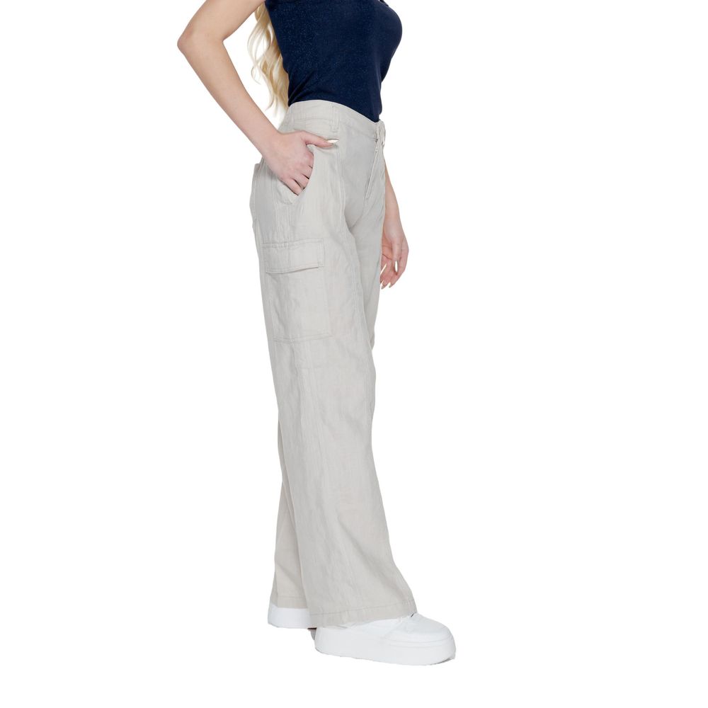 Pantaloni svasati in lino beige Street One