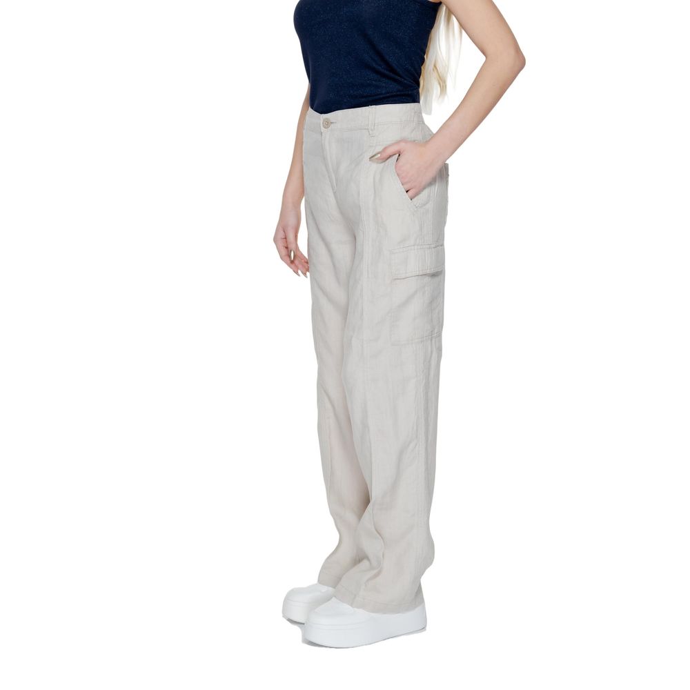 Pantaloni svasati in lino beige Street One