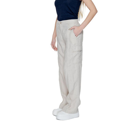 Pantaloni svasati in lino beige Street One