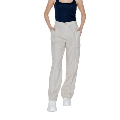 Pantaloni svasati in lino beige Street One