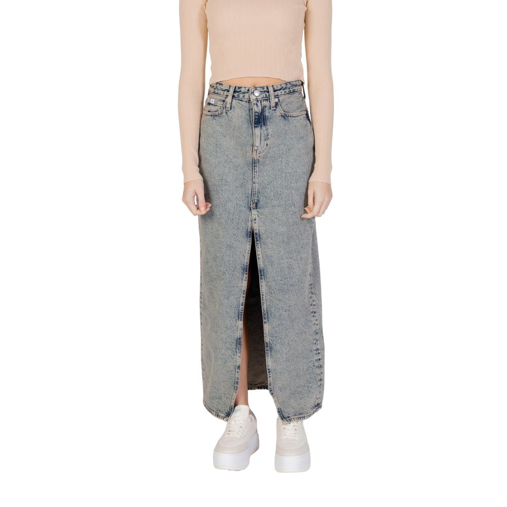 Jupe longue bleue en coton Calvin Klein Jeans