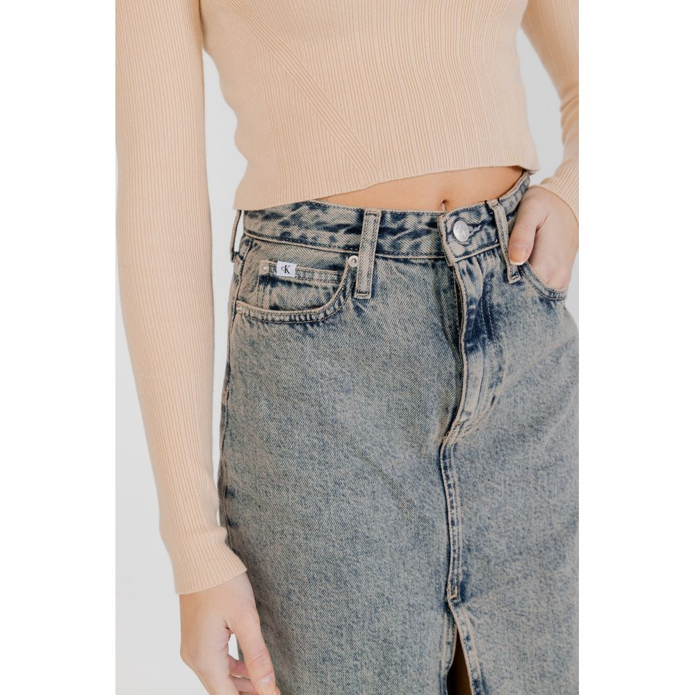Jupe longue bleue en coton Calvin Klein Jeans
