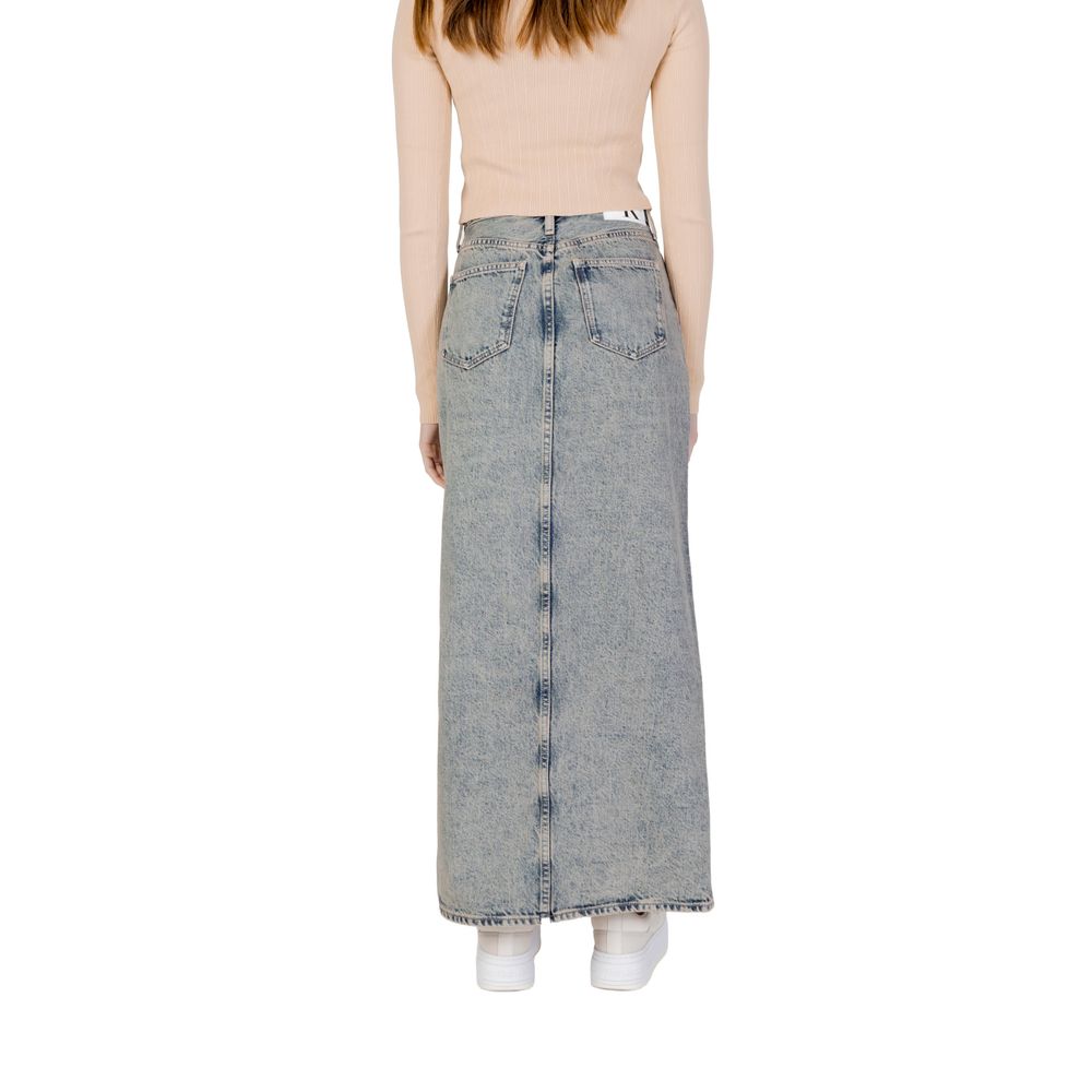 Jupe longue bleue en coton Calvin Klein Jeans