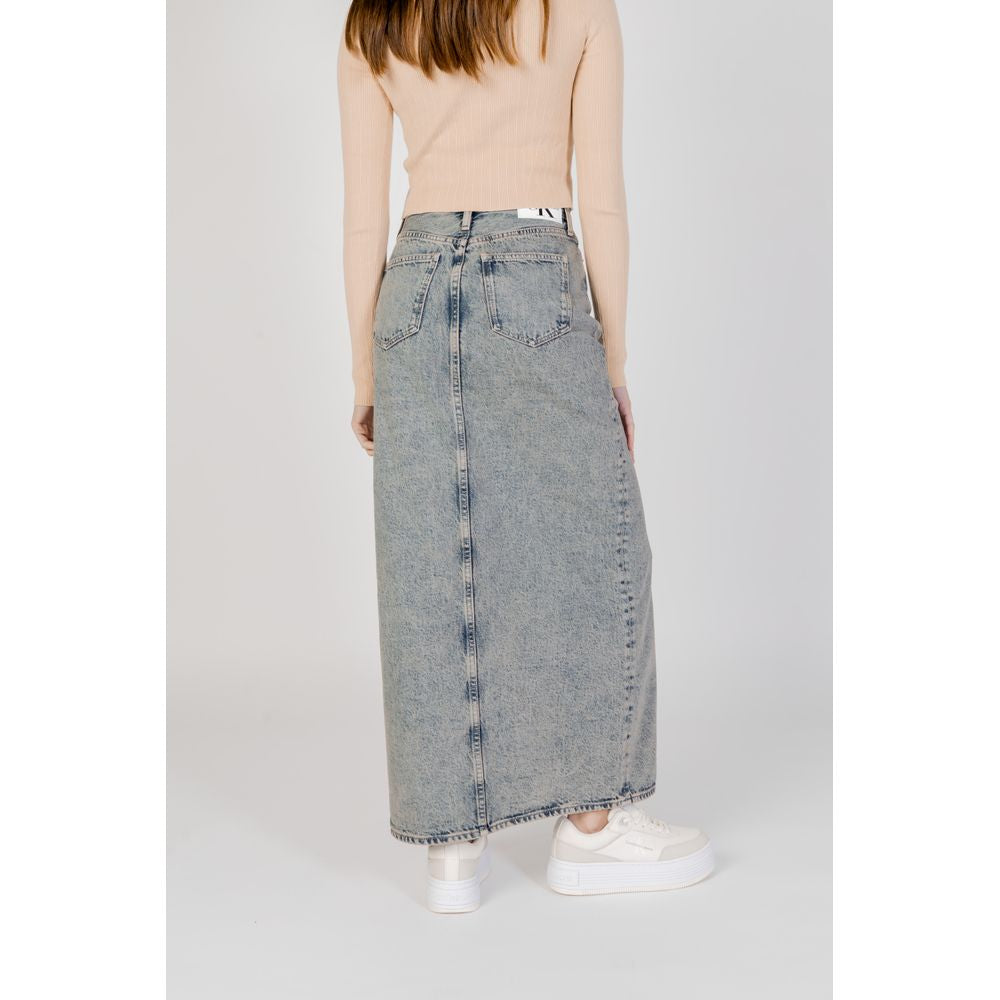 Jupe longue bleue en coton Calvin Klein Jeans