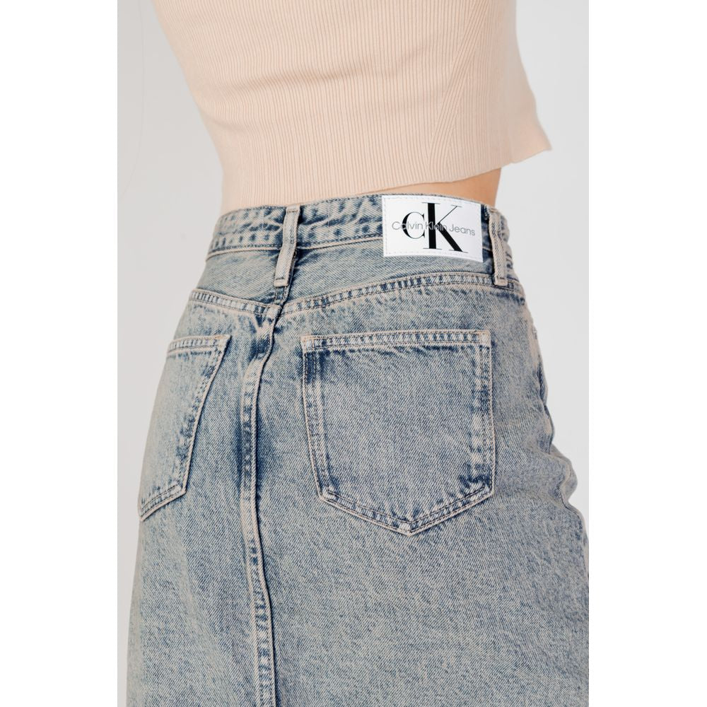 Jupe longue bleue en coton Calvin Klein Jeans