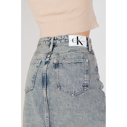 Gonna lunga in cotone blu Calvin Klein Jeans