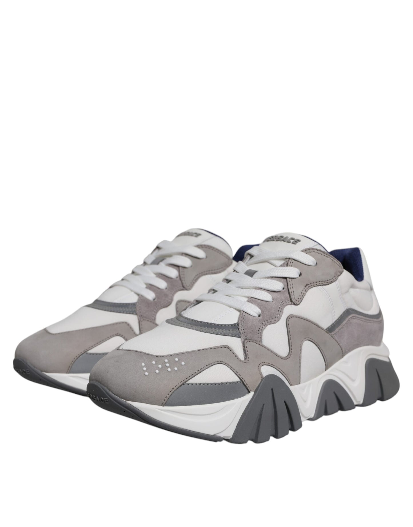 Scarpe da ginnastica basse Versace Squalo in pelle grigia e neoprene