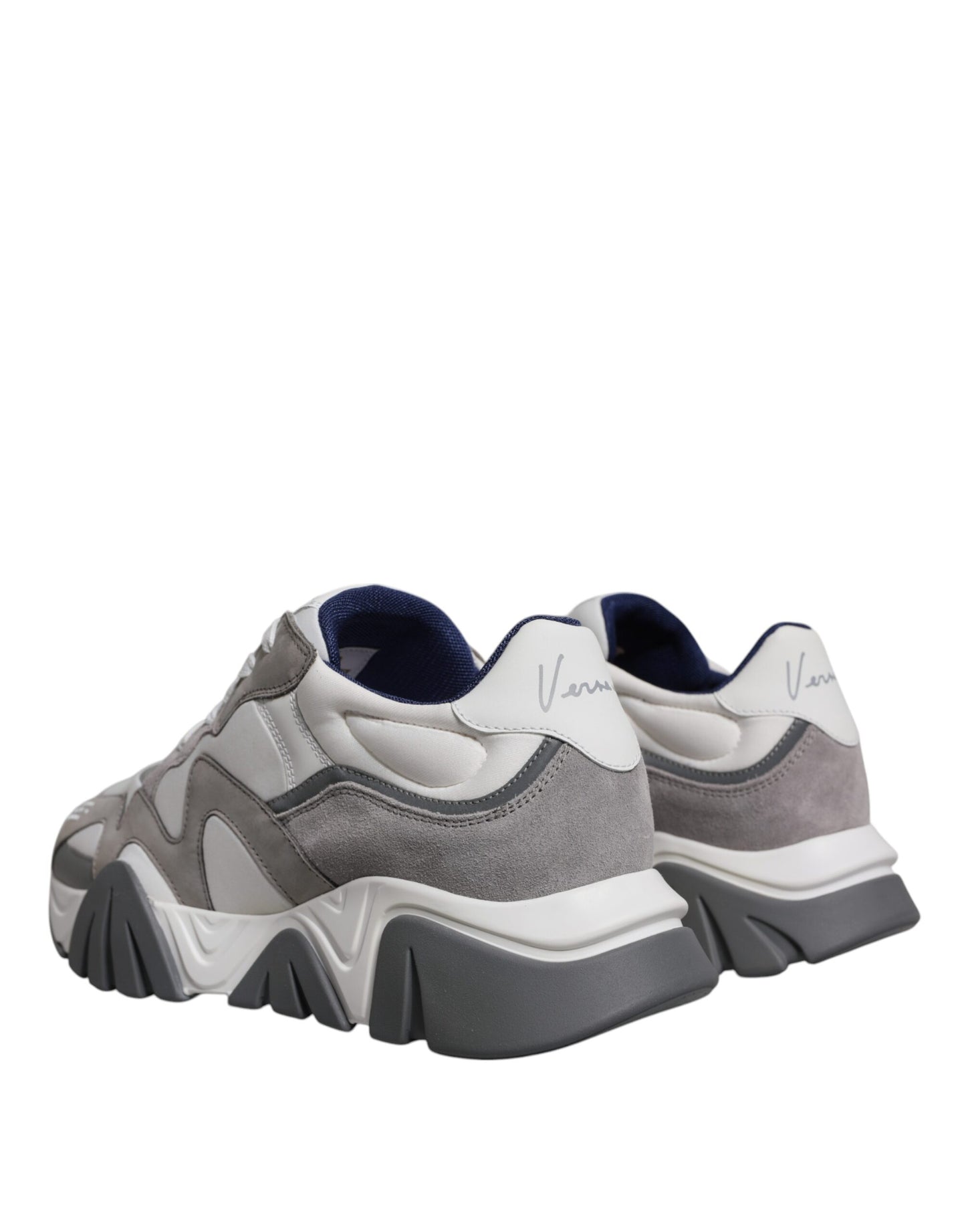 Scarpe da ginnastica basse Versace Squalo in pelle grigia e neoprene