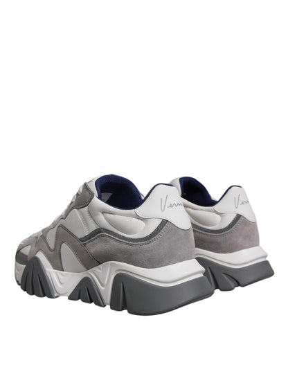 Scarpe da ginnastica basse Versace Squalo in pelle grigia e neoprene