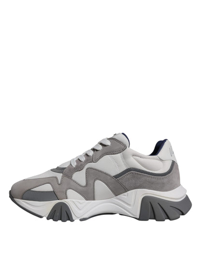 Scarpe da ginnastica basse Versace Squalo in pelle grigia e neoprene