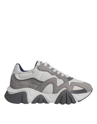 Scarpe da ginnastica basse Versace Squalo in pelle grigia e neoprene