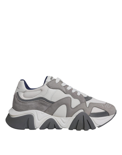 Scarpe da ginnastica basse Versace Squalo in pelle grigia e neoprene