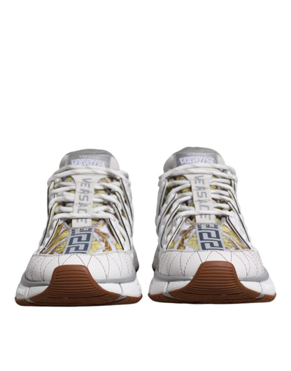 Scarpe da ginnastica basse con stampa Trigreca Barocco bianca Versace