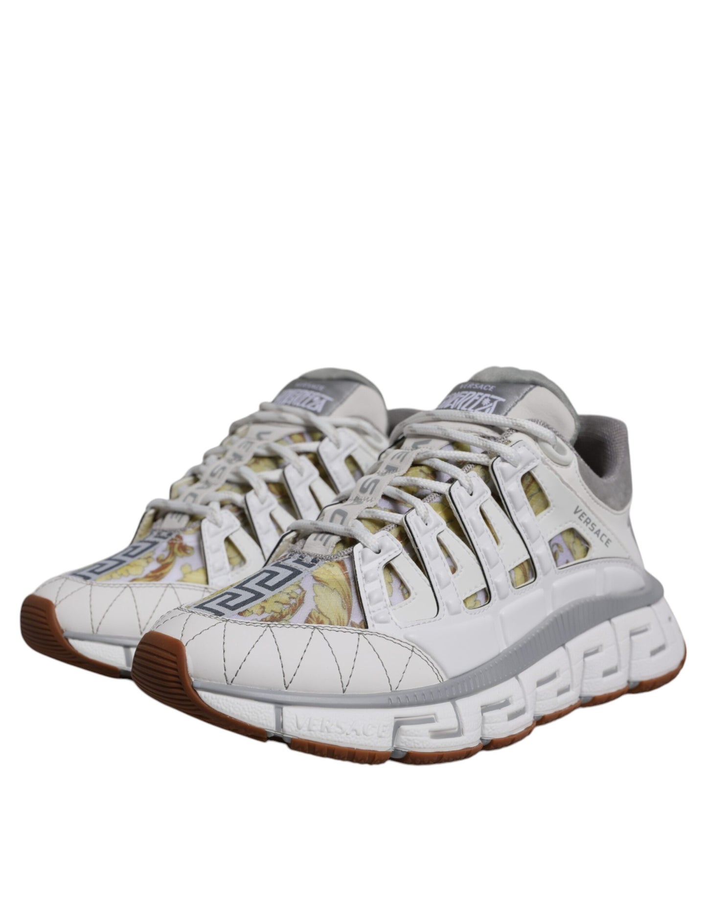 Scarpe da ginnastica basse con stampa Trigreca Barocco bianca Versace