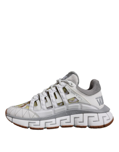 Scarpe da ginnastica basse con stampa Trigreca Barocco bianca Versace