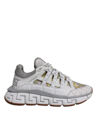 Scarpe da ginnastica basse con stampa Trigreca Barocco bianca Versace