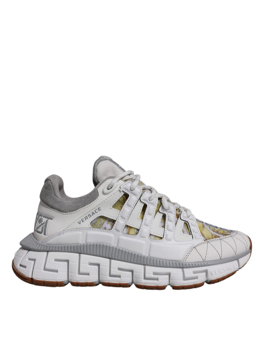 Scarpe da ginnastica basse con stampa Trigreca Barocco bianca Versace