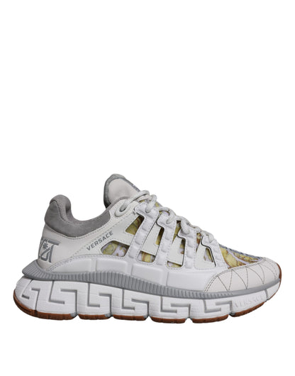 Scarpe da ginnastica basse con stampa Trigreca Barocco bianca Versace