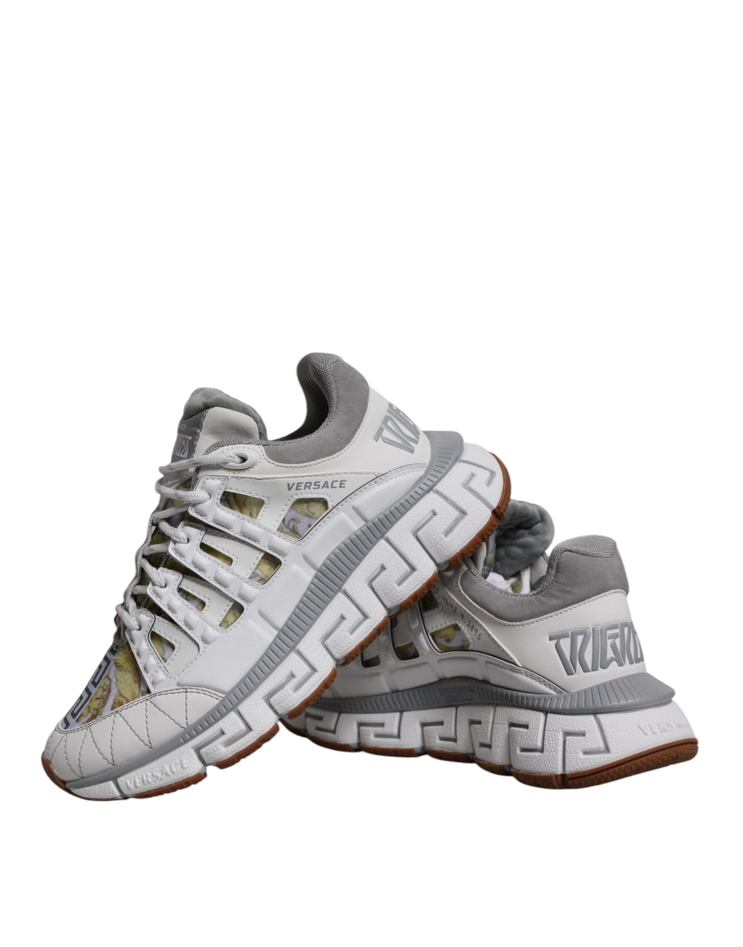 Scarpe da ginnastica basse con stampa Trigreca Barocco bianca Versace