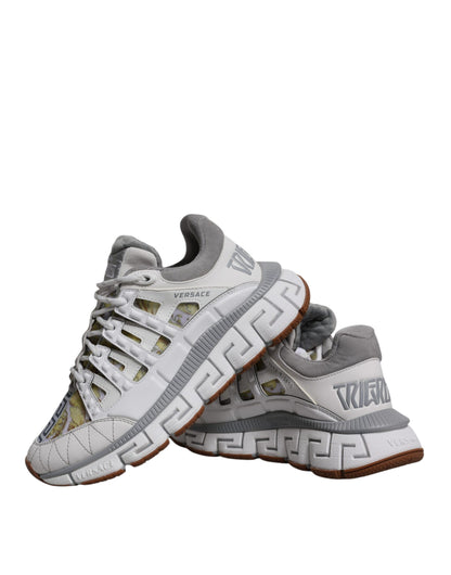 Scarpe da ginnastica basse con stampa Trigreca Barocco bianca Versace