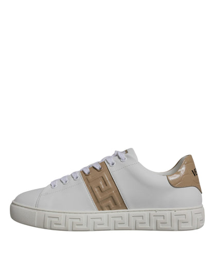 Baskets basses Versace blanches et marron à imprimé Greca en TPU pour hommes