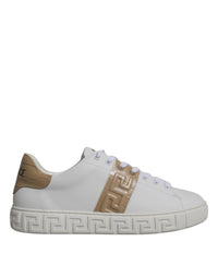 Baskets basses Versace blanches et marron à imprimé Greca en TPU pour hommes