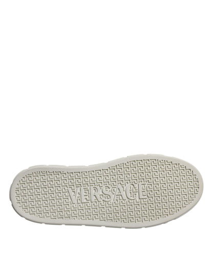 Baskets basses Versace blanches et marron à imprimé Greca en TPU pour hommes