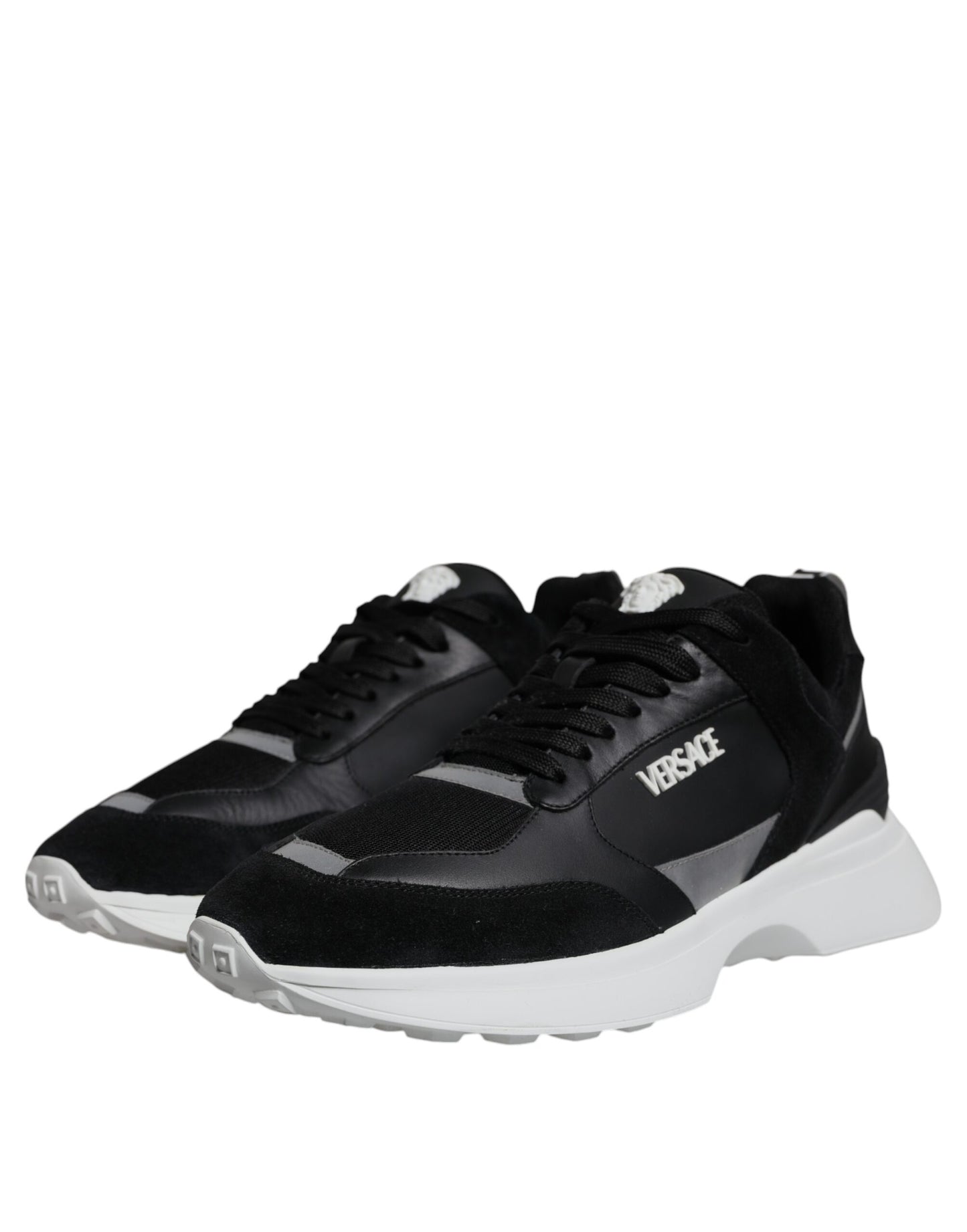 Scarpe da ginnastica basse Versace in tessuto nero con Medusa